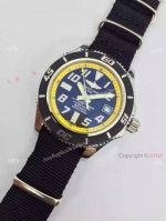 Clone Swiss Grade Breitling Superocean Stainless Steel Black & Yellow Face/ Cloth Strap Mens Watch